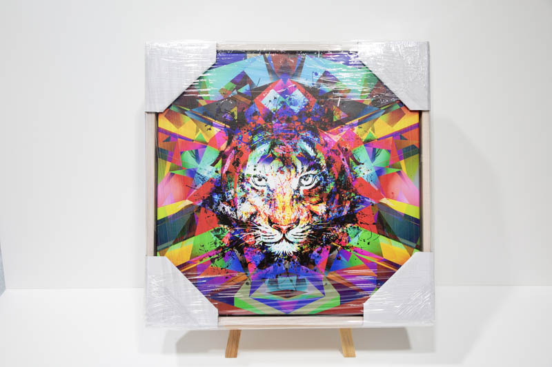 Abstract Tiger square canvas in washed white floating frame. | _MG_9365.jpg