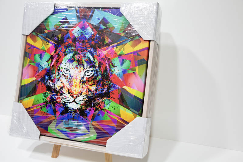 Abstract Tiger square canvas in washed white floating frame. | _MG_9367.jpg