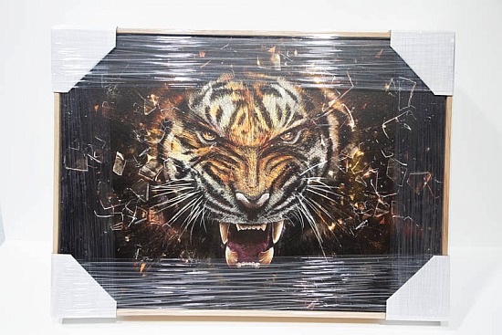 Roaring Tiger Canvas Framed, Tiger Wall Art, Tiger Home Decor