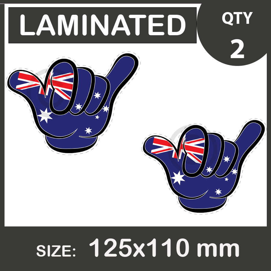 Australia Shaka Hand, Car Stickers, vinyl decal, Laminated. | Australia_Shaka_Hang_ausart.jpg