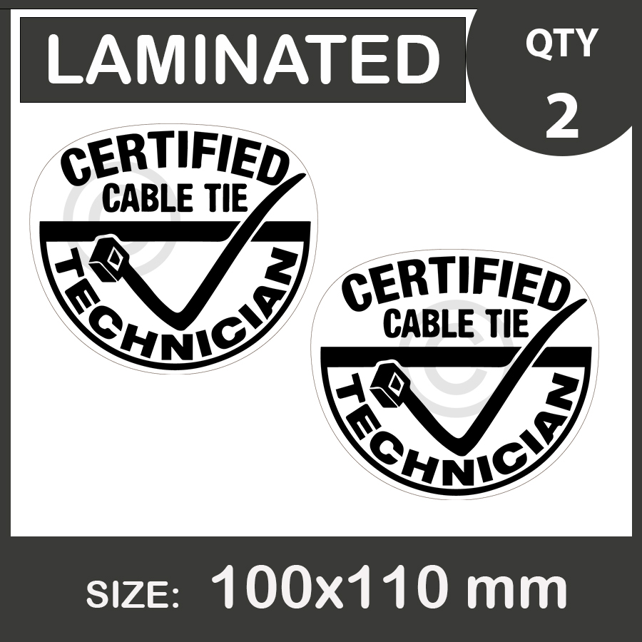 Certified Cable Tie Technician, Diecut vinyl, Car Stickers, vinyl decal, Laptop, Bumper, 4x4, Ute, Laminated. | certified_cable_tie_technician_aus.jpg