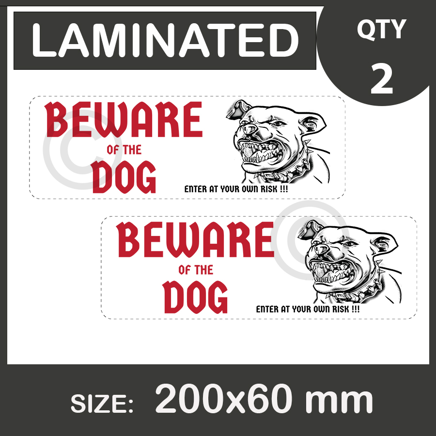 Beware Of The Dog, Diecut vinyl, Car Stickers, vinyl decal, Laptop, Bumper, 4x4, Ute, Laminated. | Beware_Of_The_Dog_aus.jpg